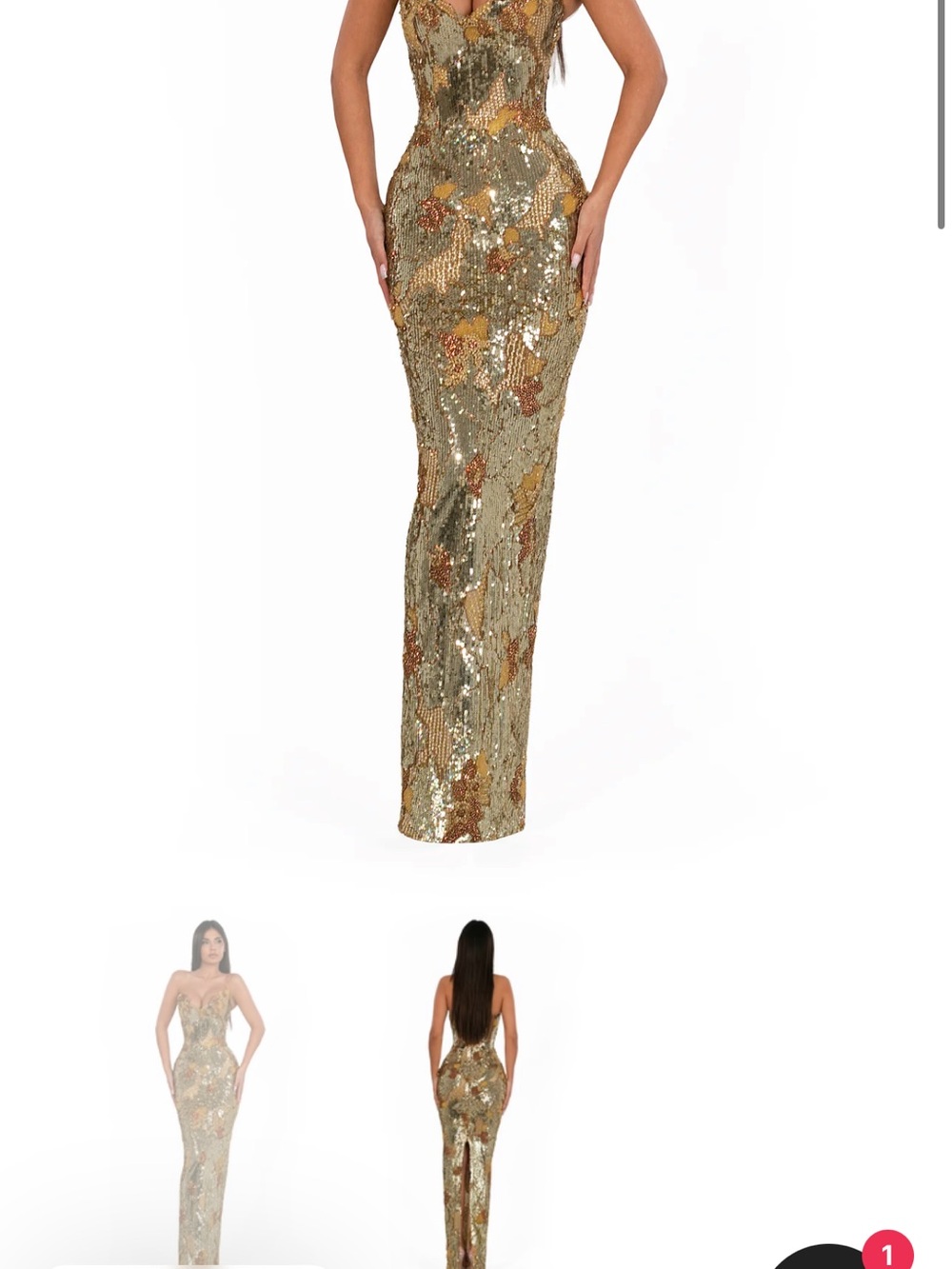 Strapless Gold Sequin Evening Gown - Picture 5 of 5